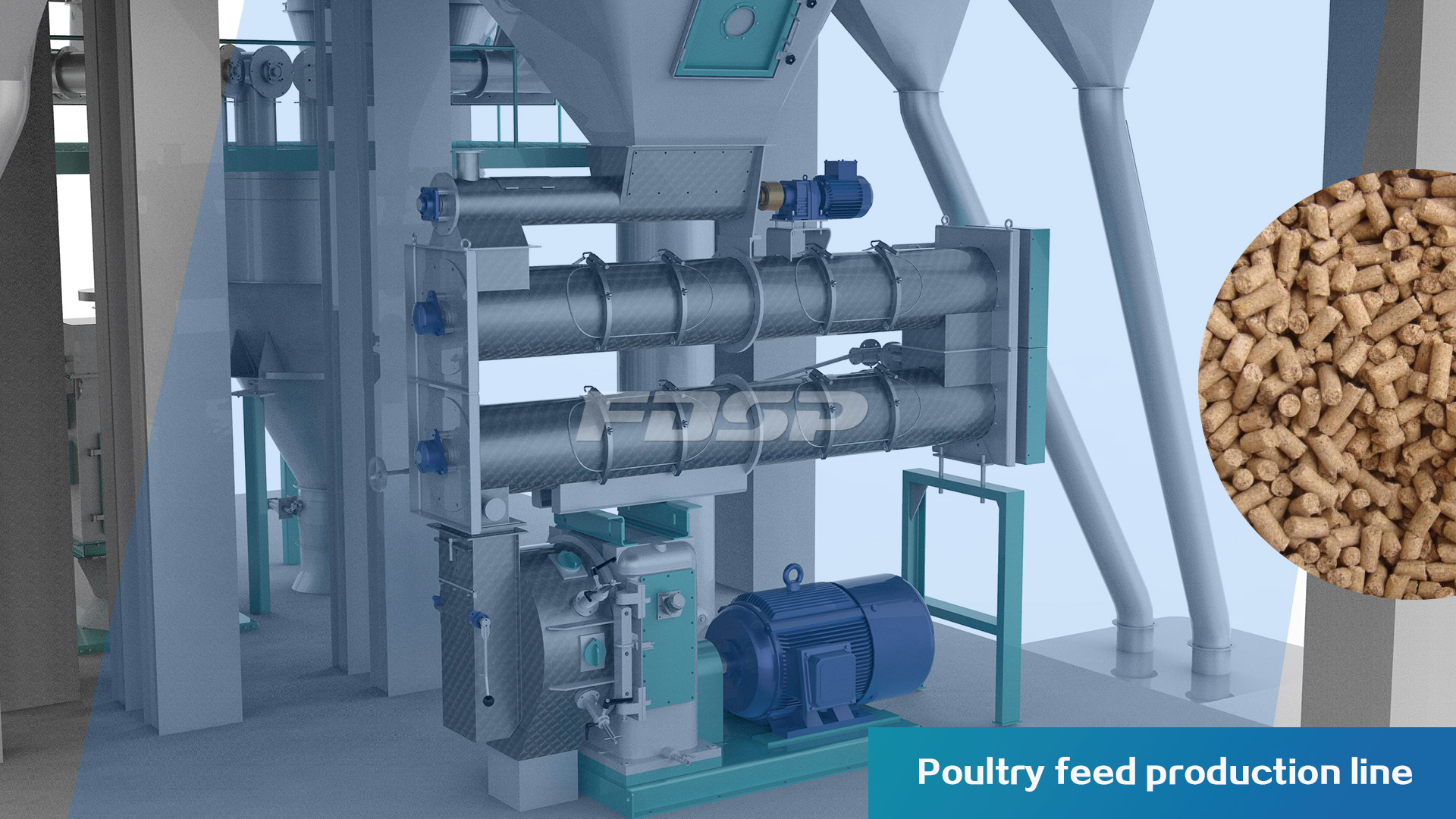 Professional Single SZLH420(10tph) poultry feed production line manufacturers