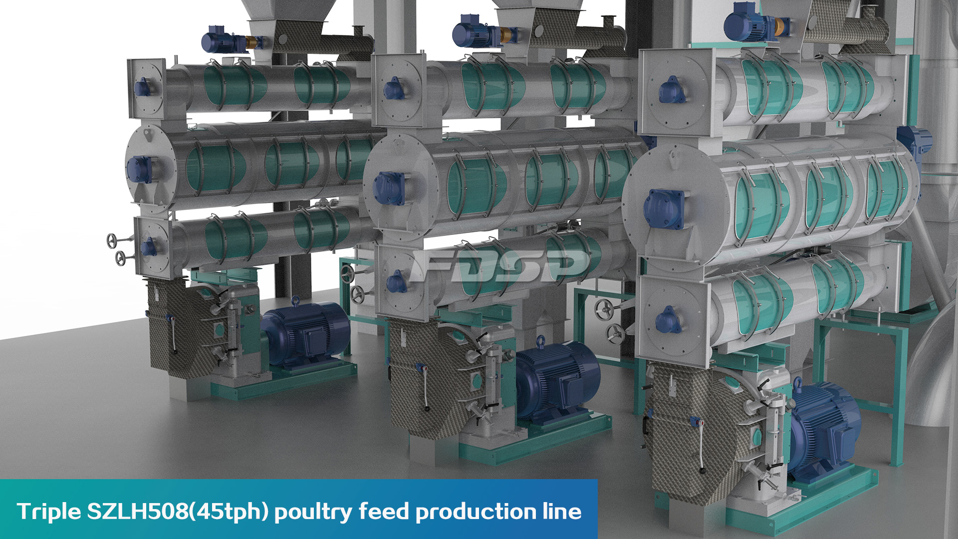 Línea de producción de alimentos para aves de corral Triple SZLH508 (45tph)