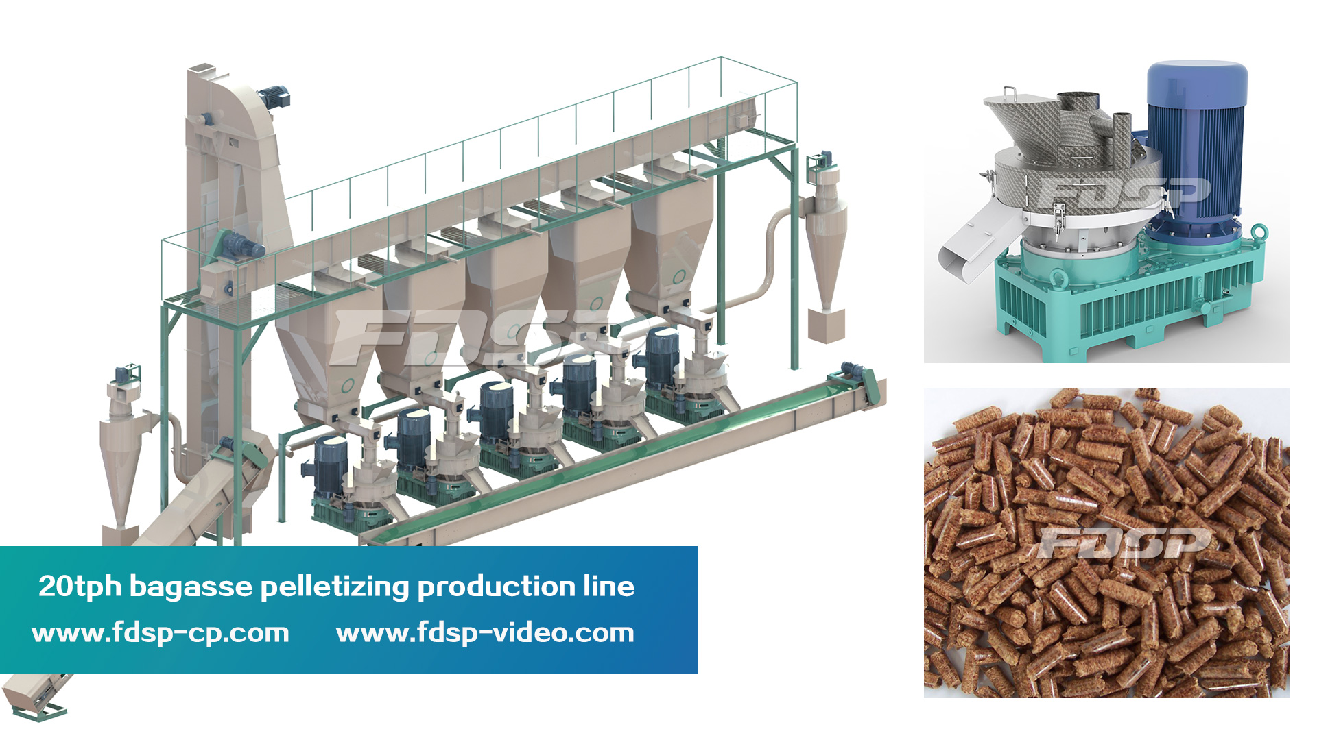 Chaîne de production de granulation de bagasse 20tph Biomass Engineering