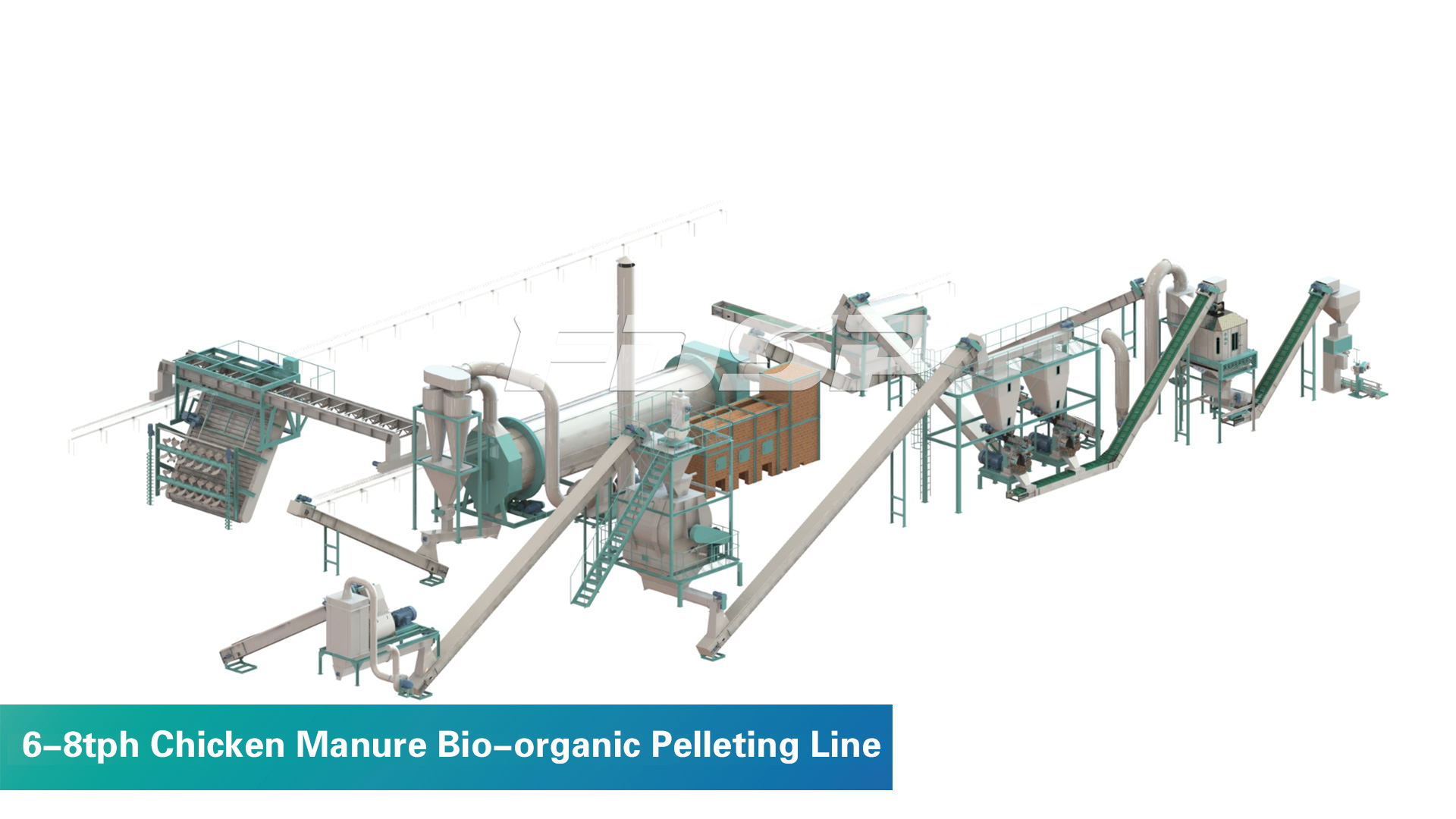 6-8 tph de estrume de galinha linha de peletização bio-orgânica Engenharia de fertilizantes